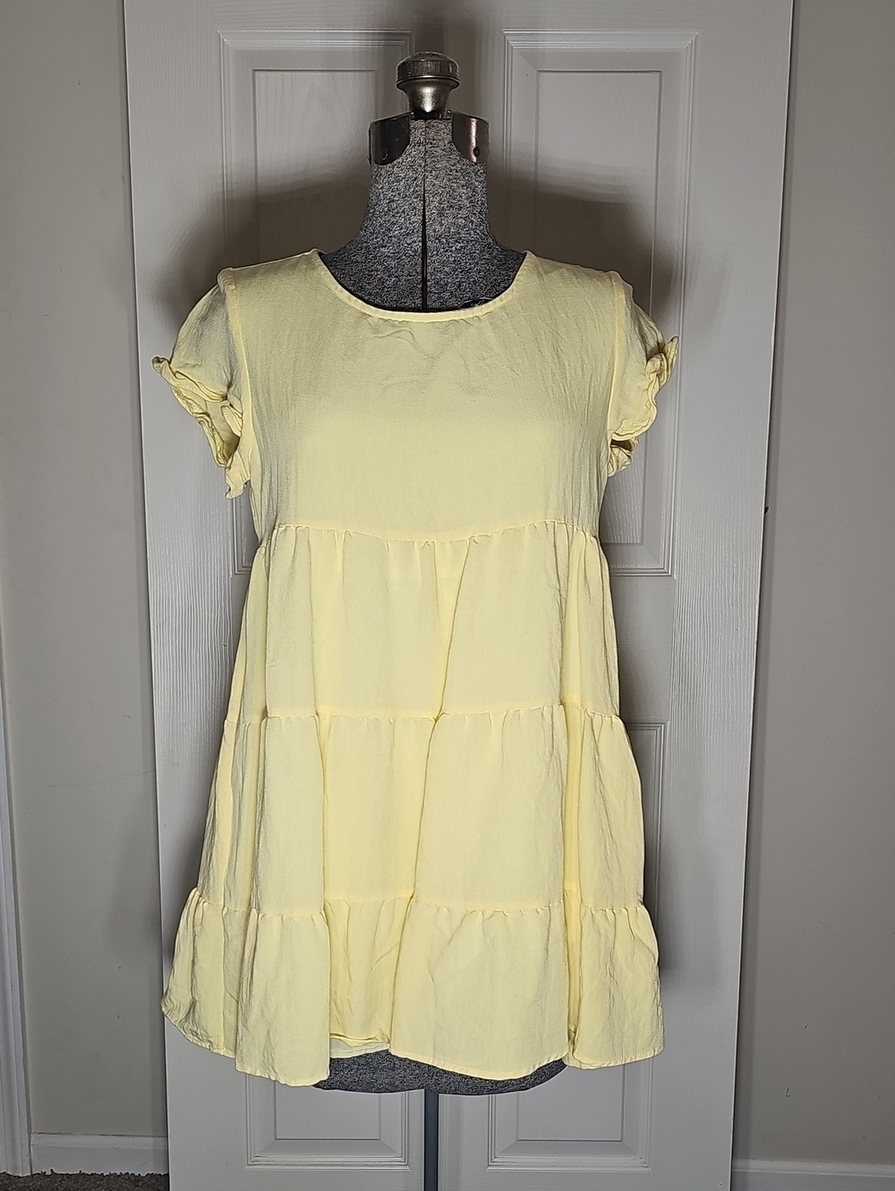 Sugar Lips Butter Yellow Tiered Babydoll Lined Tunic Shirt Size S